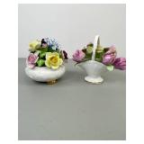 Vintage Bone China Flower Figurine Decor Lot - 7 Pieces, England