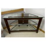 Wood and Glass TV Stand, 46in W x 17in D x 22in H