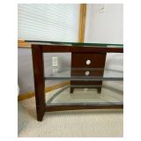 Wood and Glass TV Stand, 46in W x 17in D x 22in H