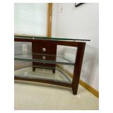 Wood and Glass TV Stand, 46in W x 17in D x 22in H