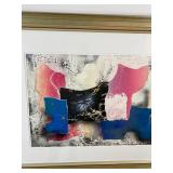 Laszlo Dus "Vonat" Mixed Media Collage, Signed 1987, Framed, 17" x 38"