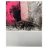 Laszlo Dus "Vonat" Mixed Media Collage, Signed 1987, Framed, 17" x 38"