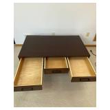 Large Wood and Metal Coffee Table with Drawers, 48 x 28 x 18 Inches