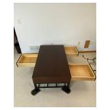 Large Wood and Metal Coffee Table with Drawers, 48 x 28 x 18 Inches