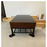 Large Wood and Metal Coffee Table with Drawers, 48 x 28 x 18 Inches