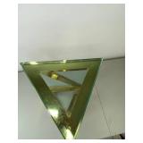 Brass End Table with Glass Top and Pair of Brass-Colored Lamps