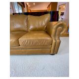 Omnia Stetson Top Grain Leather Sofa, 93 in, Made in USA