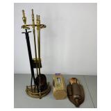 Fireplace Tool Set, Vintage Match Holder, Northern Lights Fire Color Sticks