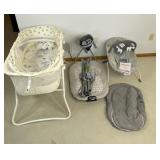 Baby Gear Lot: Bassinet, Bouncer, Swing, and Winter Car Seat Cover