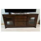 Solid Wood Entertainment Center, 64"W x 17.25"D x 27"H