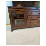 Solid Wood Entertainment Center, 64"W x 17.25"D x 27"H