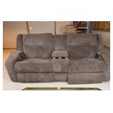 Southern Motion Reclining Loveseat with Center Console, Gray Microfiber