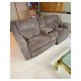 Southern Motion Reclining Loveseat with Center Console, Gray Microfiber