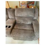 Southern Motion Reclining Loveseat with Center Console, Gray Microfiber