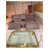 Southern Motion Reclining Loveseat with Center Console, Gray Microfiber