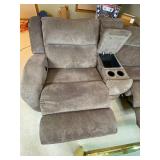 Southern Motion Reclining Loveseat with Center Console, Gray Microfiber