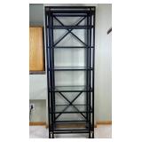 Metal Framed Shelf with Glass Shelving, 28x15x79.5 Inches