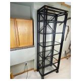 Metal Framed Shelf with Glass Shelving, 28x15x79.5 Inches