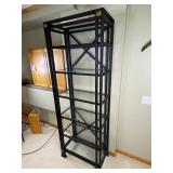 Metal Framed Shelf with Glass Shelving, 28x15x79.5 Inches