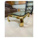 Mastercraft Asian Influenced Brass Ming Legged Coffee Table Attributed to Karl Springer