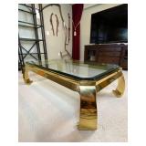 Mastercraft Asian Influenced Brass Ming Legged Coffee Table Attributed to Karl Springer