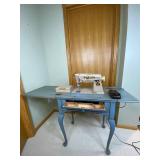 Vintage Singer Model 500A Sewing Machine w/ Accessories, Rowenta Iron, Table