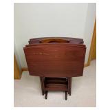 Set of 4 Wood TV Trays with Stand
