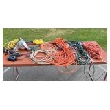 Assorted Extension Cords, Timers, Switches, and Utility Lamps