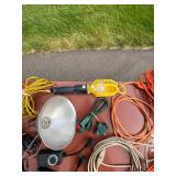 Assorted Extension Cords, Timers, Switches, and Utility Lamps