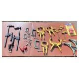 Assorted Woodworking Clamp Hand Tool Lot - Quick Release, C-Clamps, 90-Degree