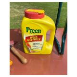 Gardening Essentials Lot: Kneeler Bench, Preen Weed Preventer, Sprayer, Tools