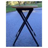 Set of 2 Workshop Stools - Wood Bar Stool and Folding Metal Stool
