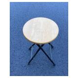 Set of 2 Workshop Stools - Wood Bar Stool and Folding Metal Stool