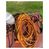 Assorted Extension Cords, Timers, Switches, and Lamp