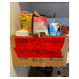 Garage Cabinet Lot: Oils, Cleaners, Funnels, Bags & Misc Tools