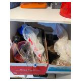 Garage Cabinet Lot: Oils, Cleaners, Funnels, Bags & Misc Tools
