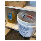 Garage Cabinet Lot: Oils, Cleaners, Funnels, Bags & Misc Tools