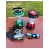 Assorted Camping Gear with Vintage Ray-o-Vac Lantern and More