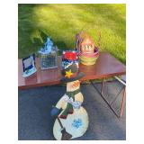 Assorted Holiday Decor Lot: Snowman, Frames, Light & Baskets