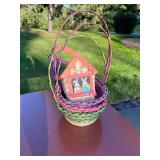 Assorted Holiday Decor Lot: Snowman, Frames, Light & Baskets