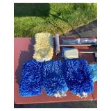 Assorted Car Wash Mitts, Brushes, and Scrubs