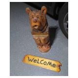 Hand carved and painted wood Bear O...