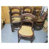 (6) Vintage Wood framed chairs with...