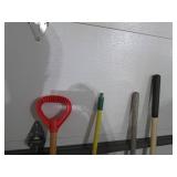 Wide snow pusher, metal shovels and...
