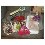 2 large lumps of lead, vintage doll...