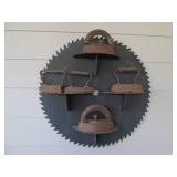 Saw blade and vintage iron display...