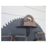 Saw blade and vintage iron display...