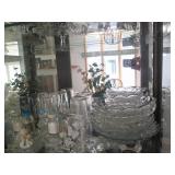 Collection of vintage glass serving...