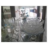 Collection of vintage glass serving...