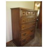 Vintage carved wood 5-drawer highbo...